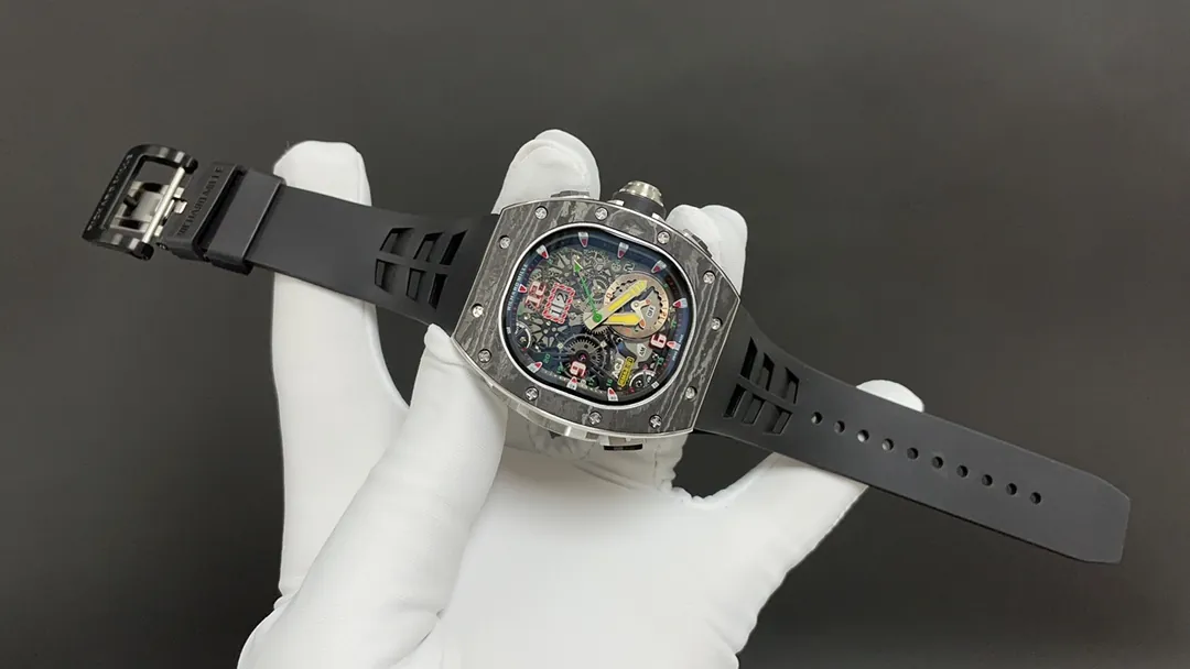 Richard Mille RM 62-01 Tourbillon Vibrating Alarm Watch Carbon TPT Case Skeleton Dial Super Clone