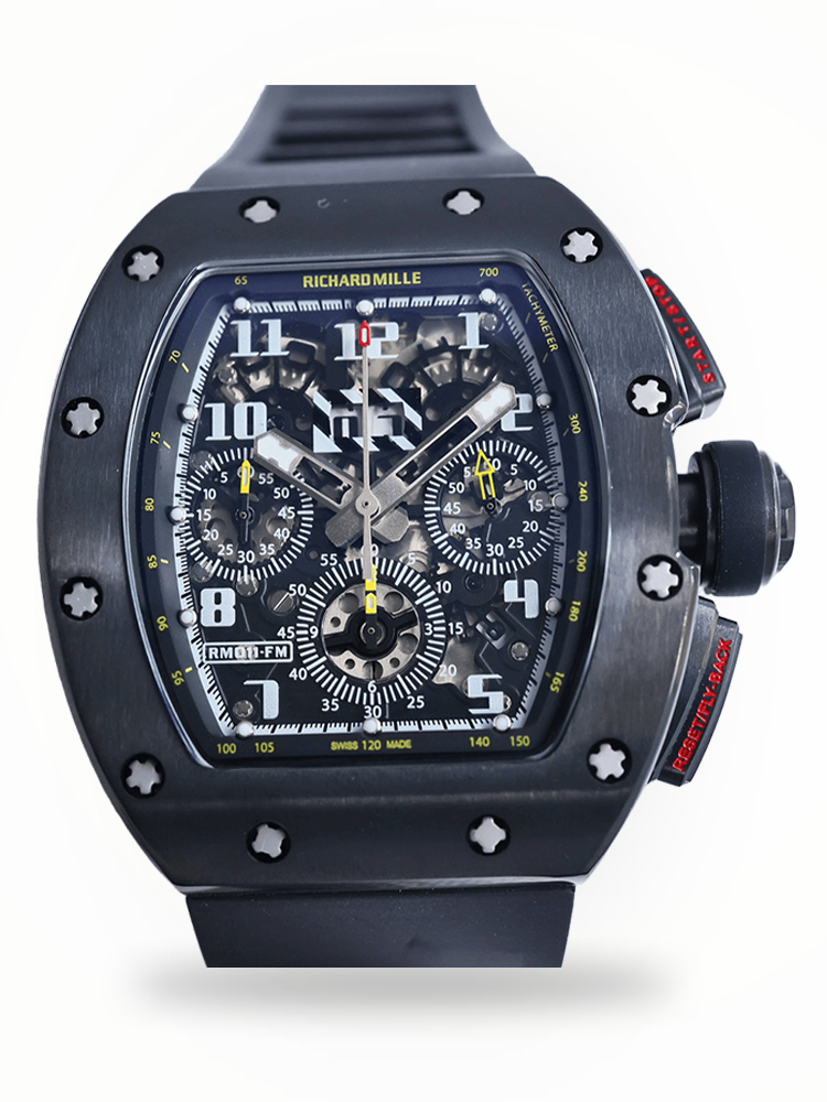 Swiss Richard Mille RM 011-FM Replica Men’s Sporty Watch – Black Rubber Strap