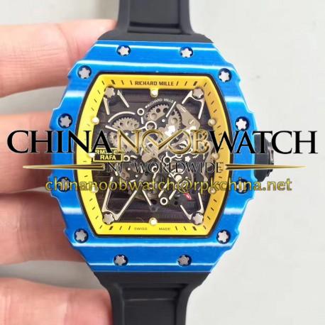 RM35-01 Rafael Nadal KVF Blue Forged Carbon Yellow &amp; Skeleton Dial M6T51