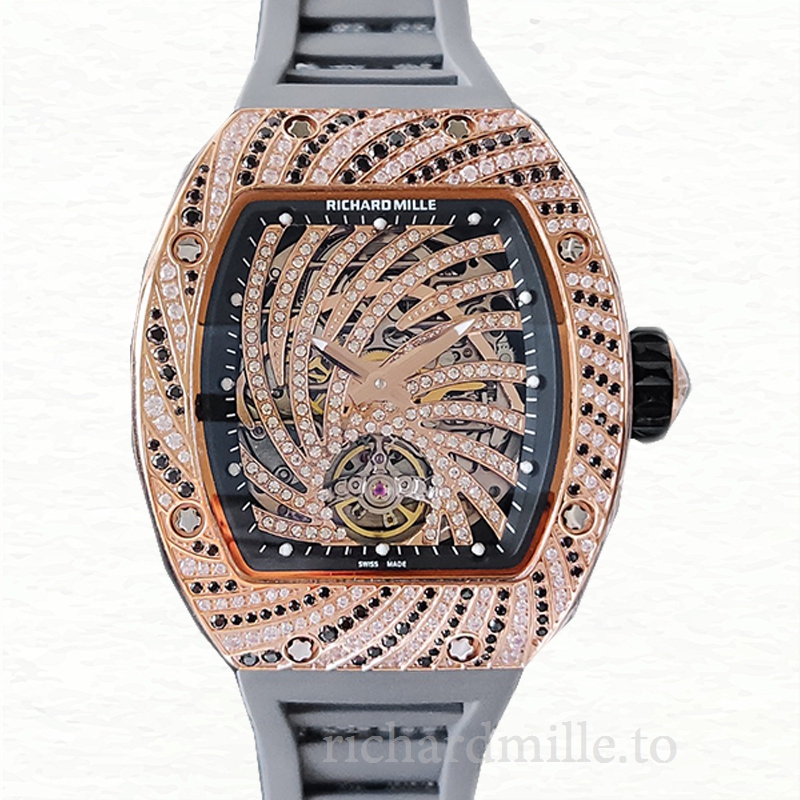 Richard Mille RM51-02 Mechanical Ladies Diamond Bezel Watch Diamond Paved Dial