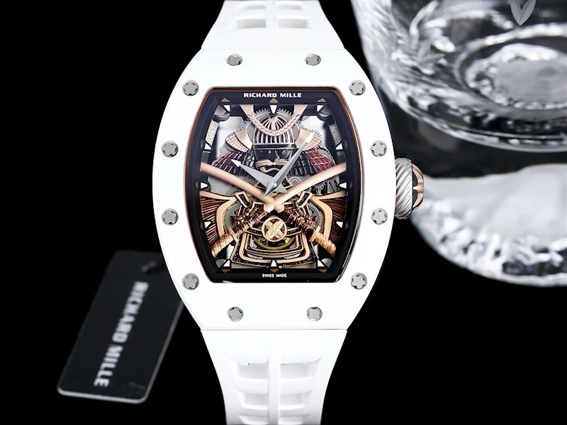 Swiss Replica Richard Mille RM 047 Samurai Skeleton Tourbillon Watch With White Rubber Strap – Exquisite Design
