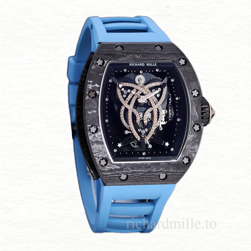 Richard Mille RM 019 Men Automatic Carbon Fiber Watch Transparent Dial