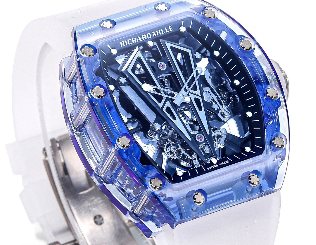 Richard Mille RM 27-03 Replica Blue Sapphire Crystal Watch | Skeleton Design, Fully Transparent Case