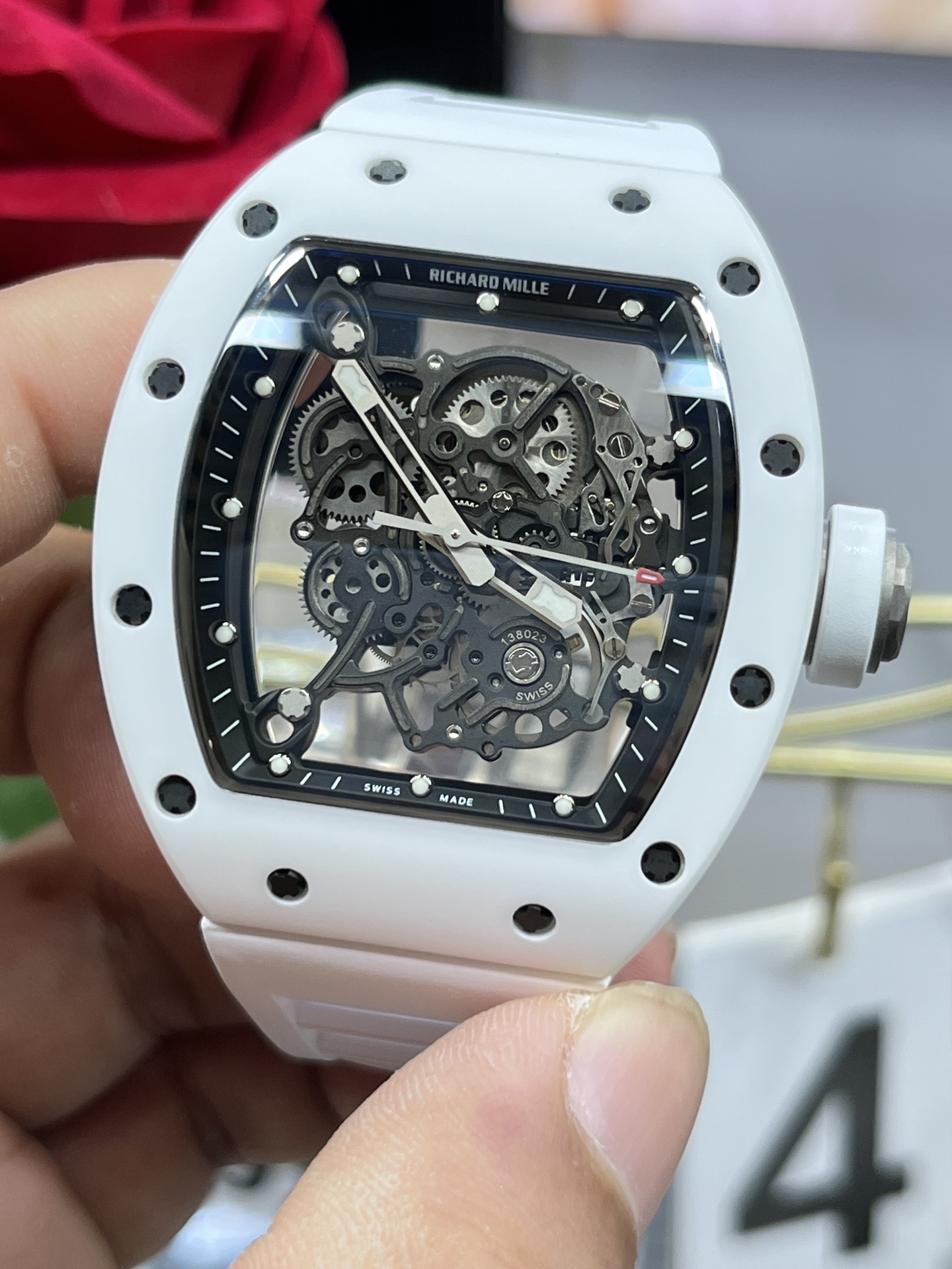 Richard Mille RM055 BBR White Ceramic Skeleton Swiss Replica Sports Watch, Super Clone