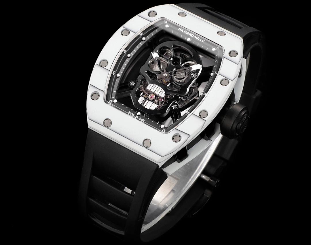 Richard Mille RM52-01 Skull Tourbillon Super Clone Replica Watch White Carbon TPT Skeleton Dial