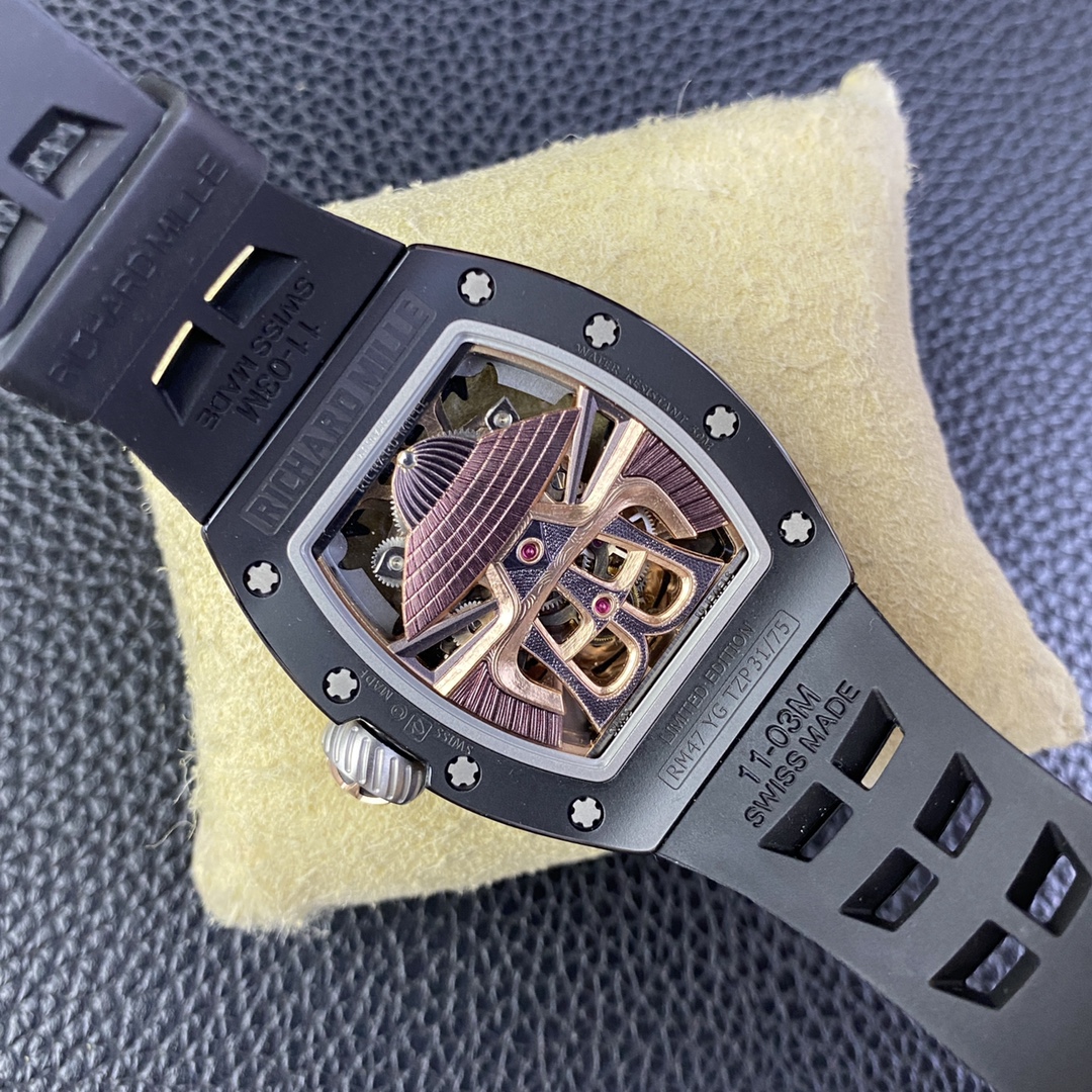 Best Swiss RM47 Black Samurai Tourbillon Replica Watch