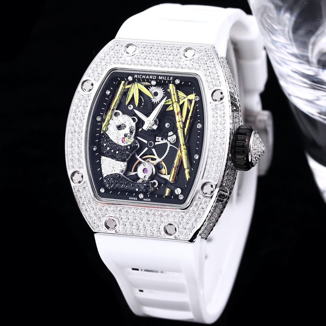 Replica Richard Mille RM 26-01 Swiss Tourbillon Panda White Diamond Bezel Watch