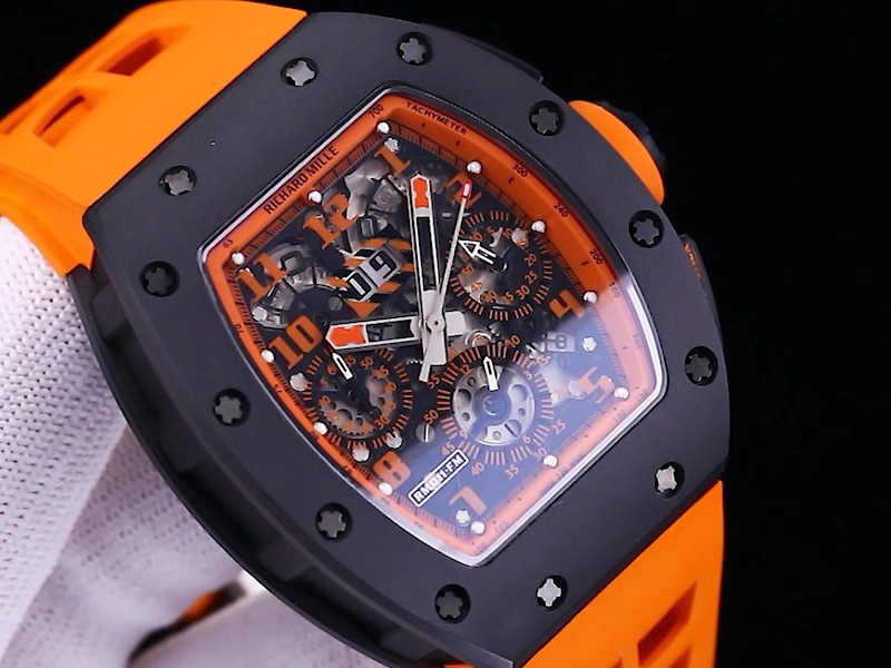 Best Richard Mille RM 011-FM Replica Felipe Massa Orange Storm Ceramic Men’s Watch – Orange Rubber Strap