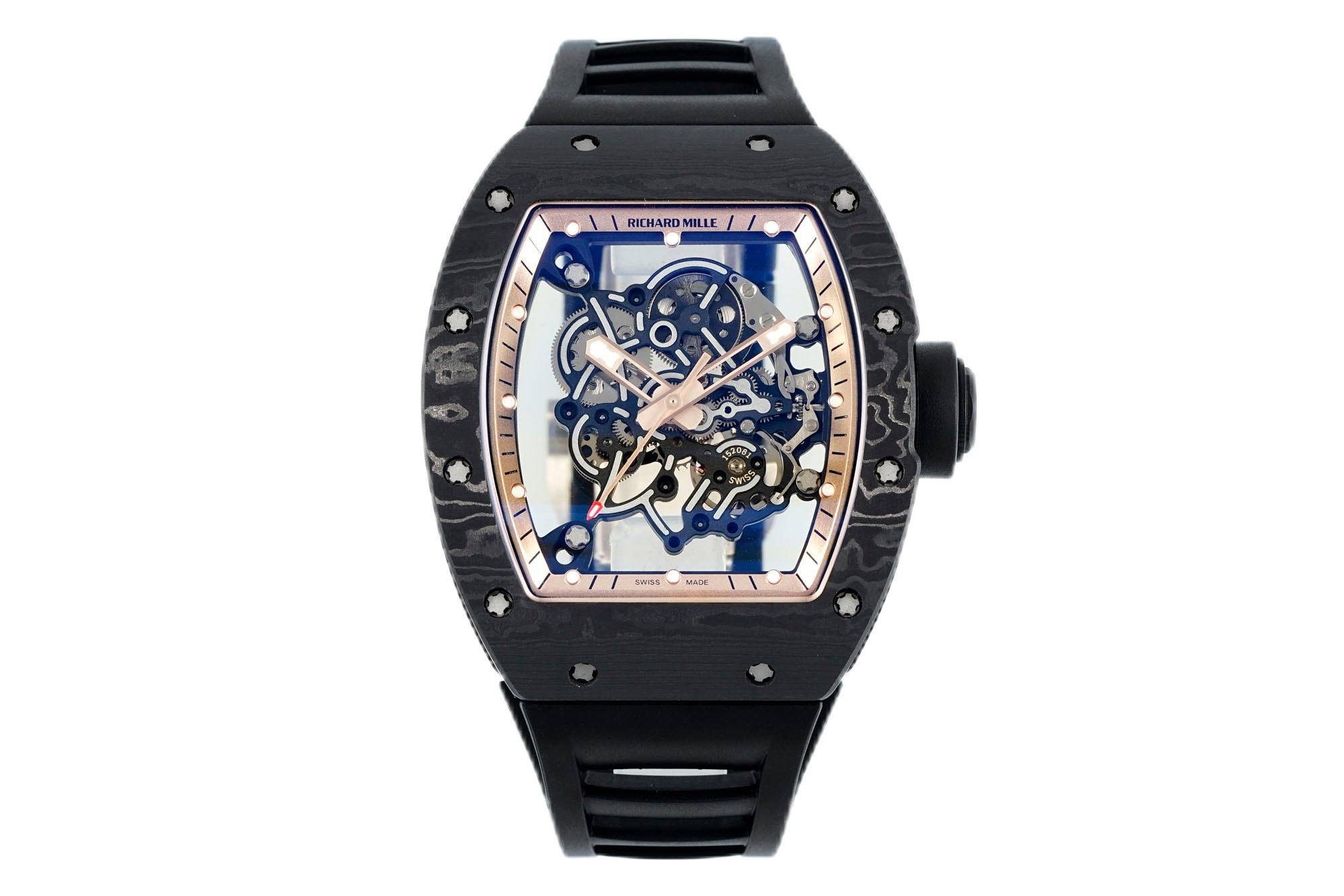Richard Mille RM055 Skeleton Watch with Black Rubber Strap – Swiss Replica