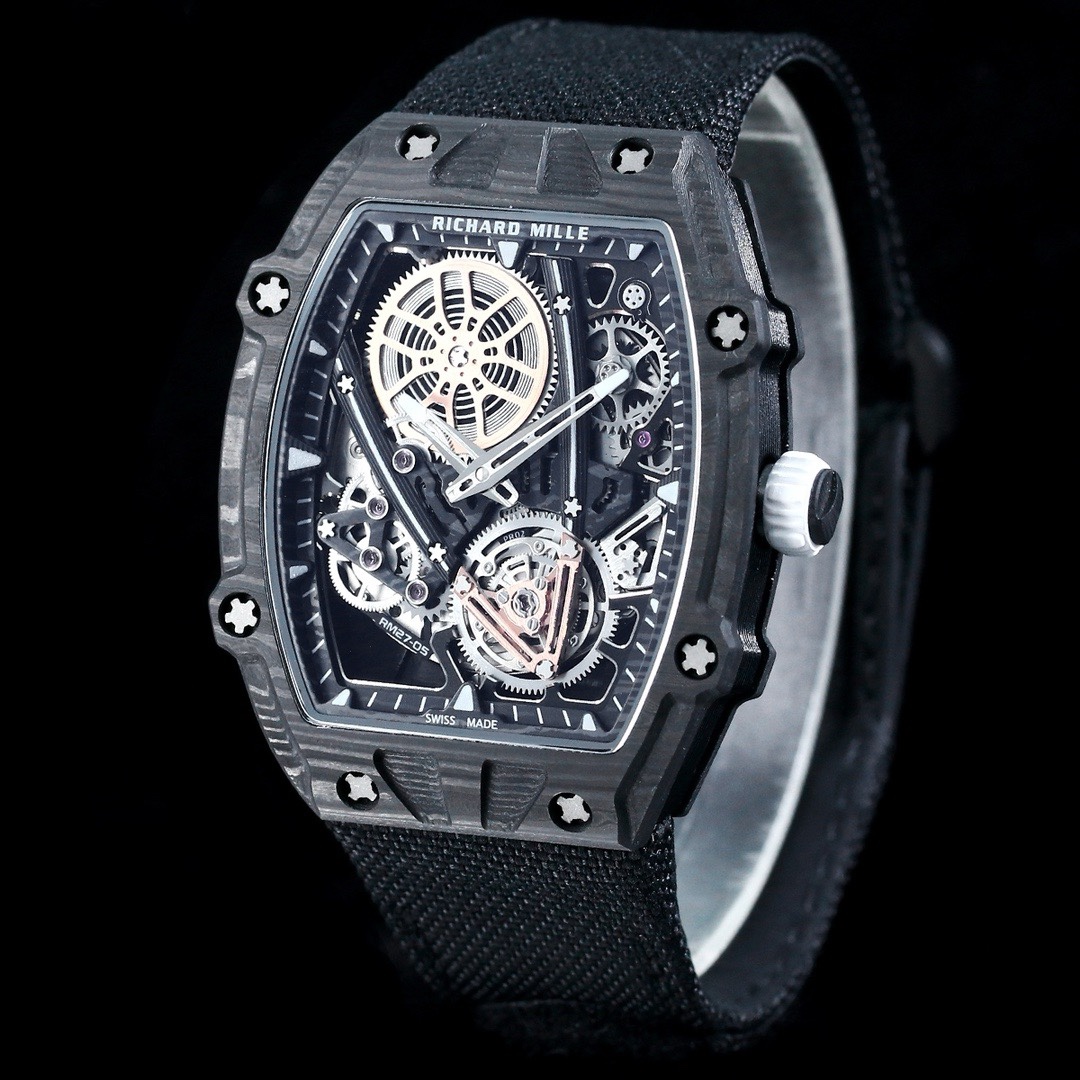 Richard Mille RM 27-05 Rafael Nadal Flying Tourbillon Super Clone Swiss Movement Carbon Fiber Case Watch