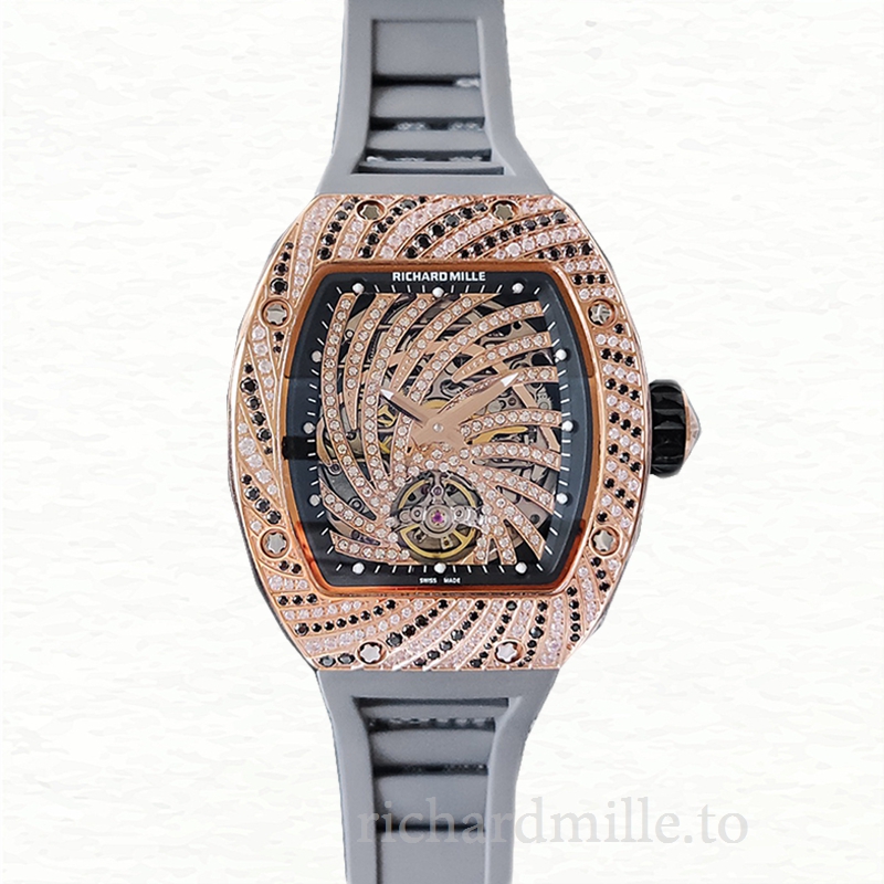 Richard Mille RM51-02 Mechanical Ladies Diamond Bezel Watch Diamond Paved Dial