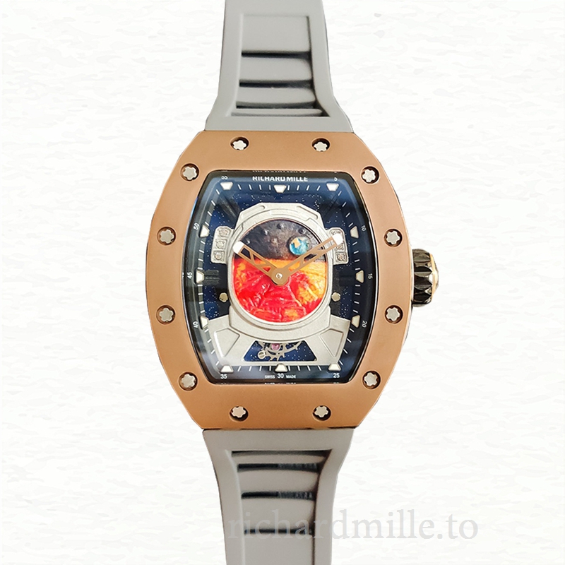 Richard Mille RM52-05 Men Mechanical Watch Mars Earth Dial Rubber Band