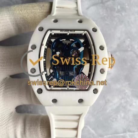 RM052 KVF White Ceramic &amp; Rose Gold Blue Skull Dial M6T51