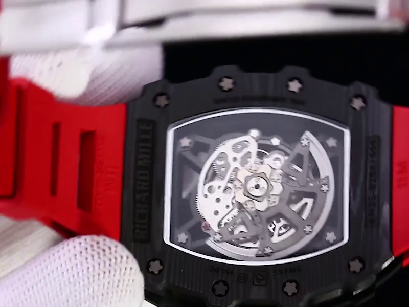 Swiss Richard Mille RM 35-02 Replica Watch – Premium Carbon Fiber Case, Skeleton Dial &amp; Bold Red Strap