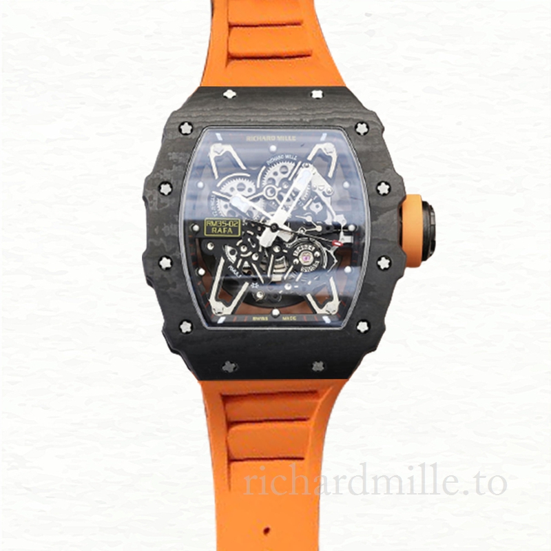 Richard Mille RM35-02 Mechanical Men Rubber Band Watch Transparent Dial