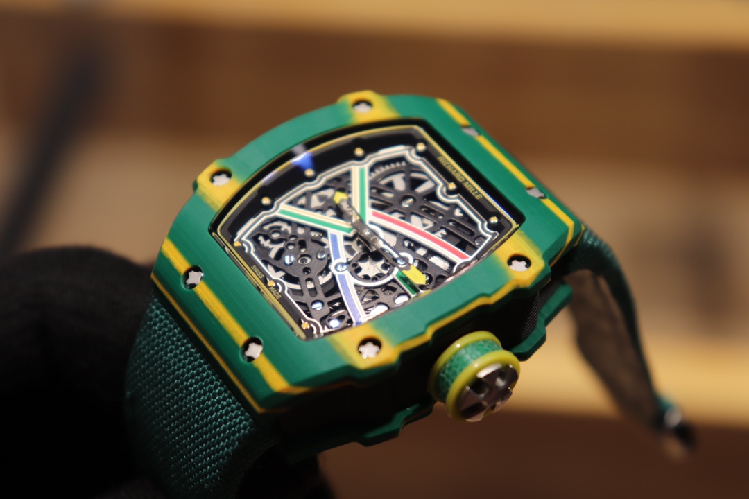 Best Replica Richard Mille RM 67-02 Skeleton Dial Watch With Green Fabric Strap