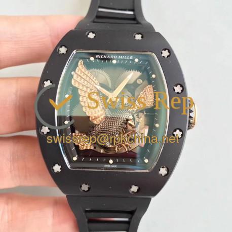 RM023 KVF Ceramic Rose Gold Eagle Skeleton Dial M8215