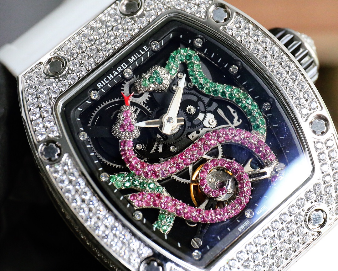 Replica Richard Mille RM 026 Serpent Luxury Tourbillon Watch, Diamond White Gold Case, Double Serpent Design