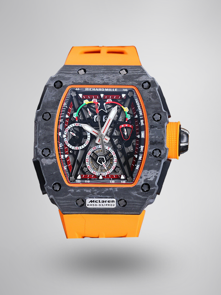 Richard Mille RM 50-03 McLaren Replica Tourbillon Chronograph – Super Clone Carbon Fiber Luxury Watch