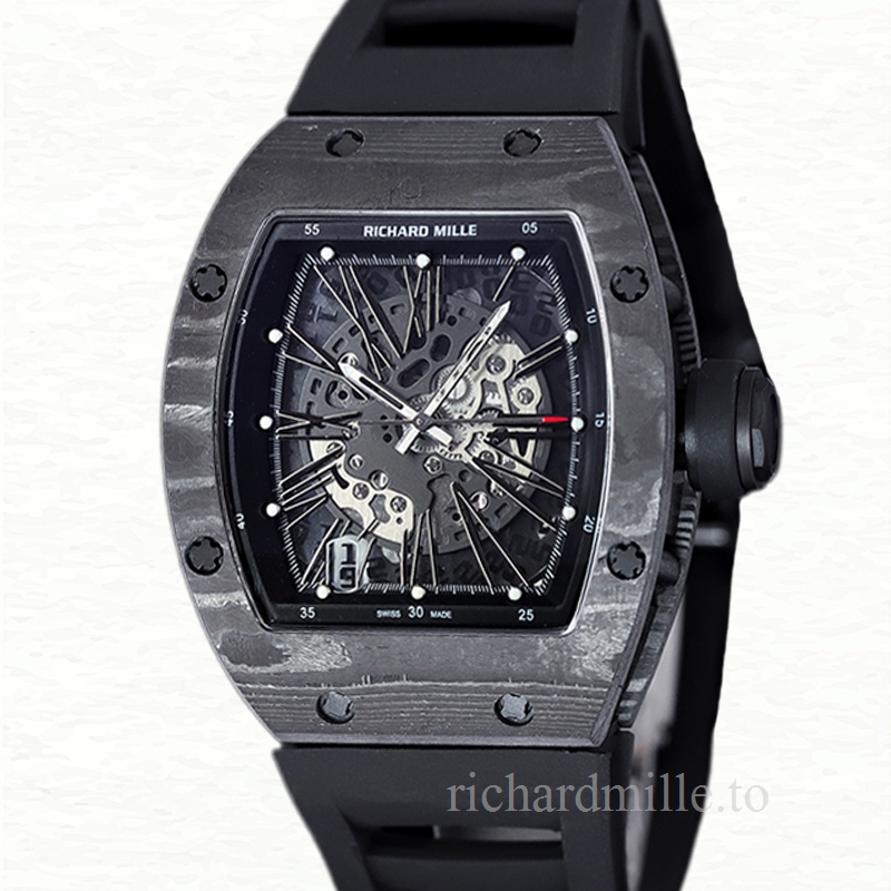 Richard Mille RM 010 Automatic Men Carbon Fiber Transparent Dial