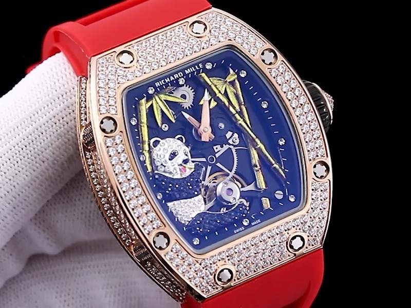 Luxury Swiss Richard Mille RM 26-01 Replica Watch With Panda Dial And Diamond Bezel For Elegant Women