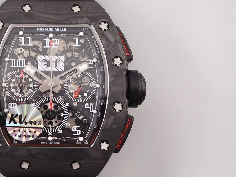 Richard Mille Replica RM 011 Black Strap Black Dial