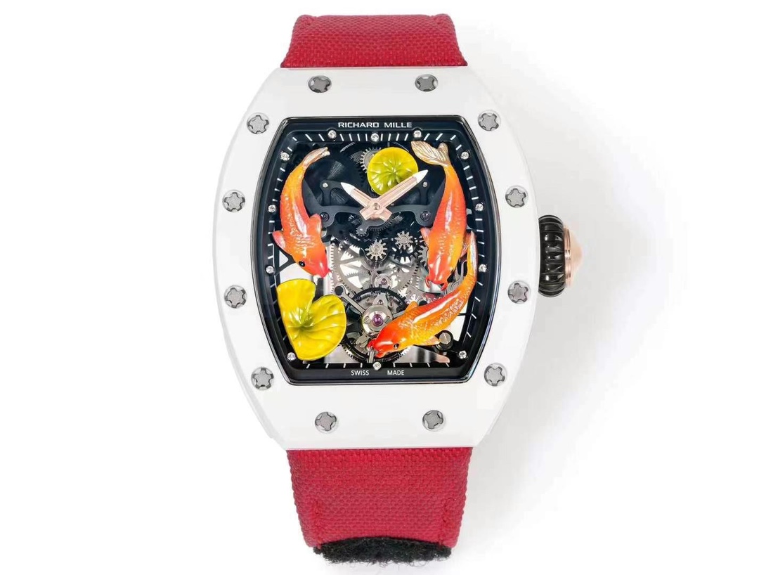 Best Replica Richard Mille RM S10 Koi Tourbillon Watch – Red Strap