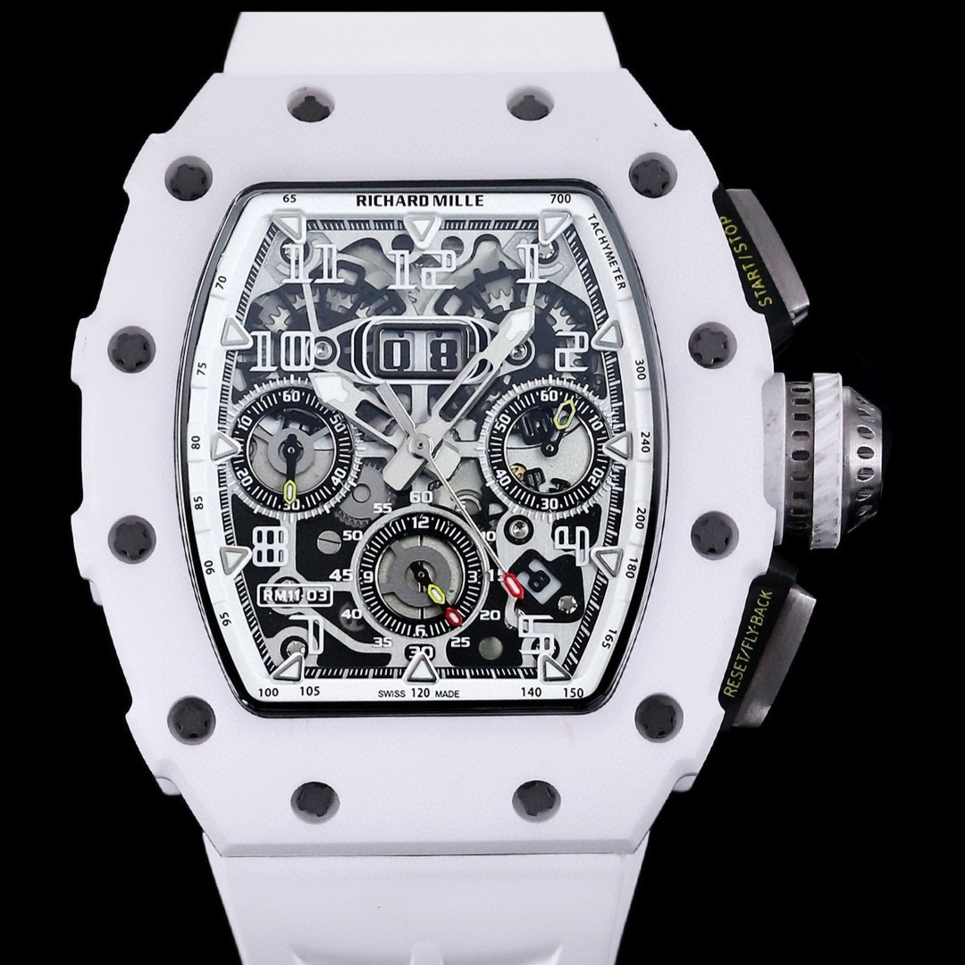 Luxury Richard Mille RM 11-03 Replica Watch | Swiss Movement | Titanium & White Ceramic | Skeleton Sport Design