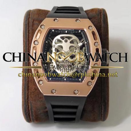 RM052 EURF Rose Gold Skeleton Silver Skull Dial Swiss Tourbillon