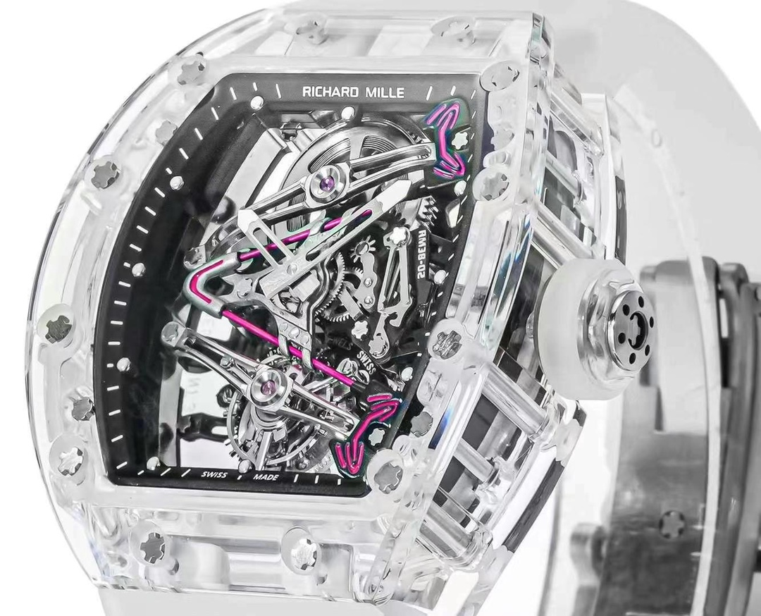 Richard Mille RM38-02 Tourbillon Replica Watch with Crystal Case - Pink Theme