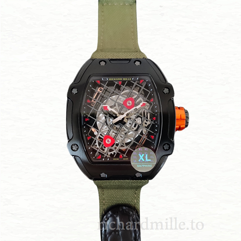 Richard Mille RM27-04 Mechanical Men Transparent Dial Nylon Strap Watch