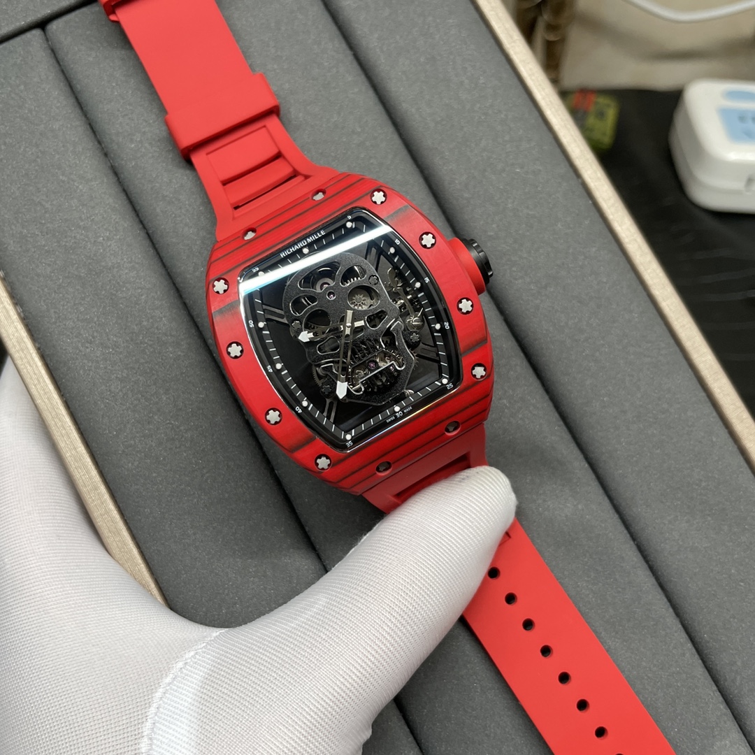 Replica Richard Mille RM 52-01 Skeleton Skull Dial Men's Watch – Swiss Movement, Red Carbon Case