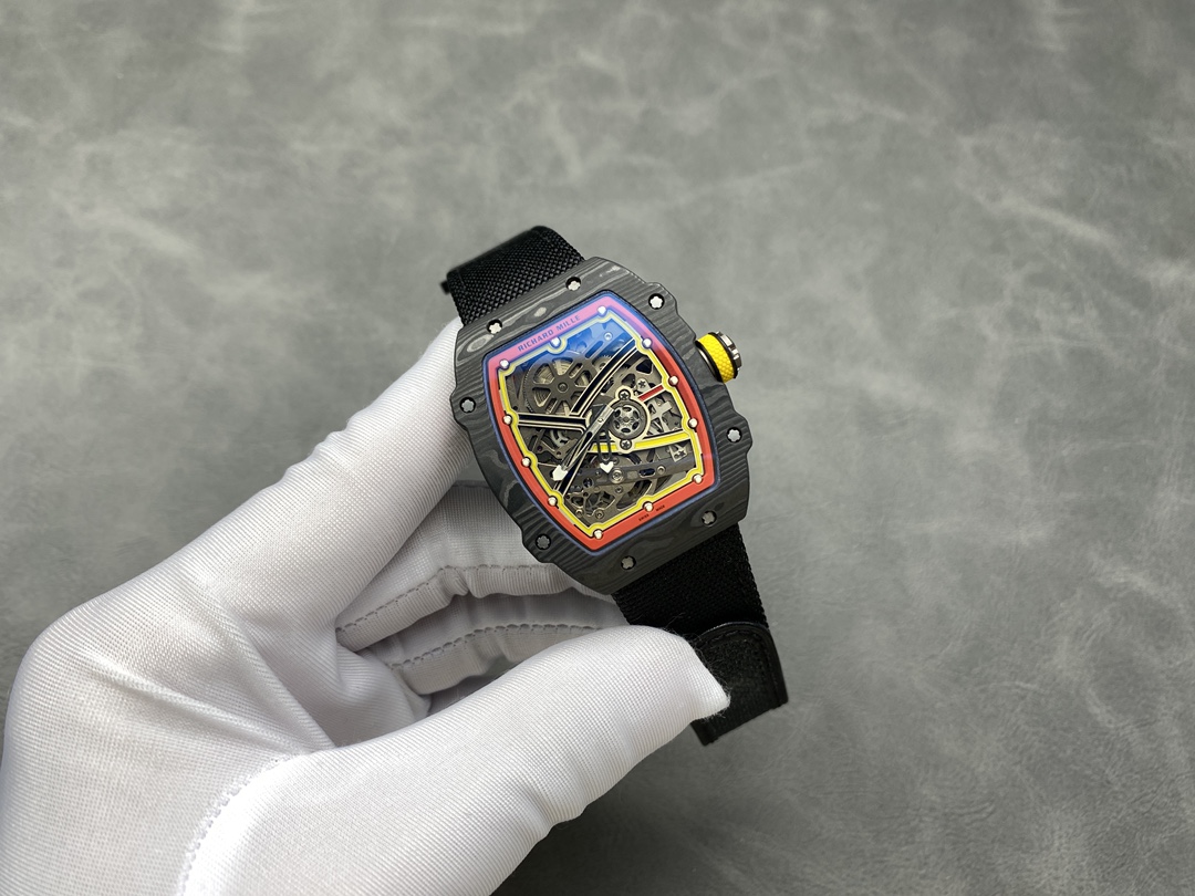 Best Replica Richard Mille RM67-02 Super Clone 47mm Skeleton Dial Carbon Fiber Watch