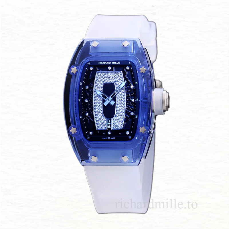 Richard Mille RM 07-02 Automatic Ladies Black With Diamonds Dial Acrylic Rubber Band