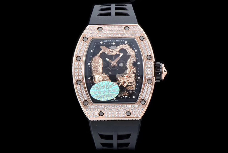 Richard Mille Replica RM 051 Black Strap Sapphire Mirror