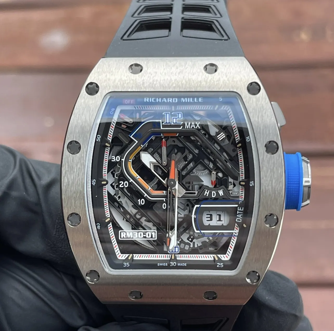 Richard Mille RM 30-01 Replica Skeleton Dial Black Rubber Strap Luxury Sports Wristwatch