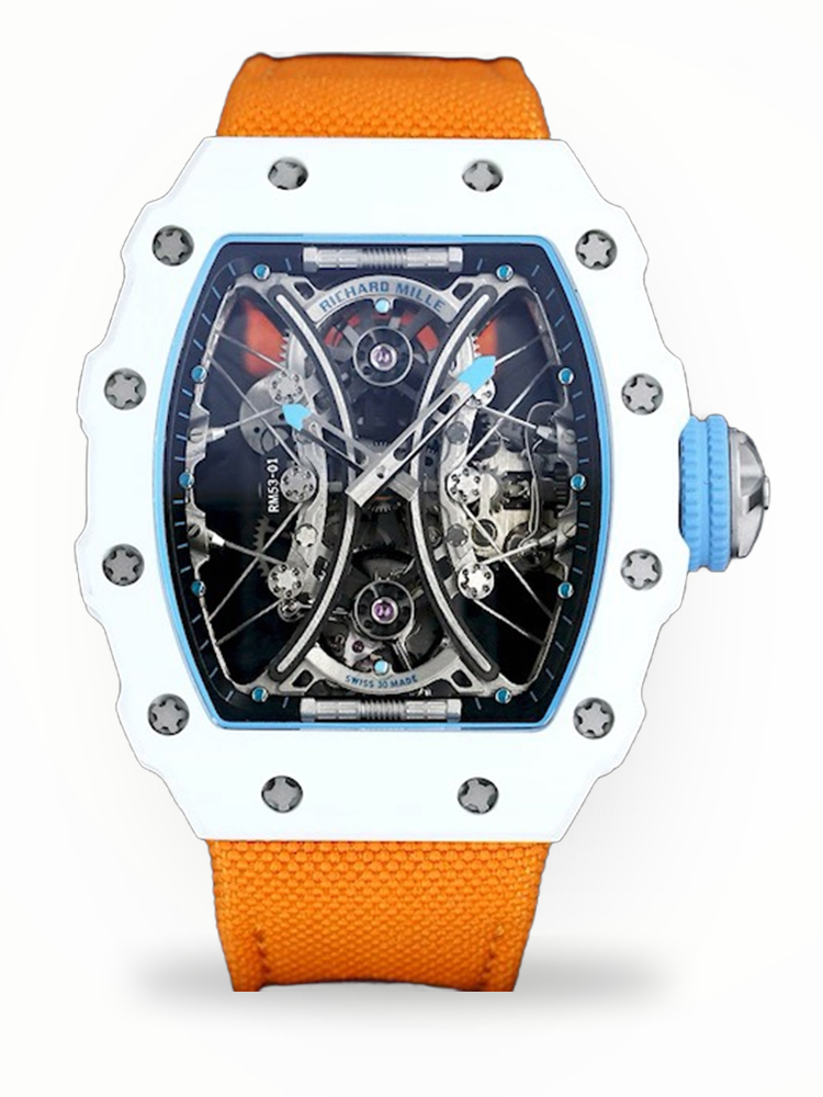 Best Swiss Replica Richard Mille RM 53-01 Tourbillon – Premium Carbon TPT Case, Sporty Orange Strap, Skeleton Design
