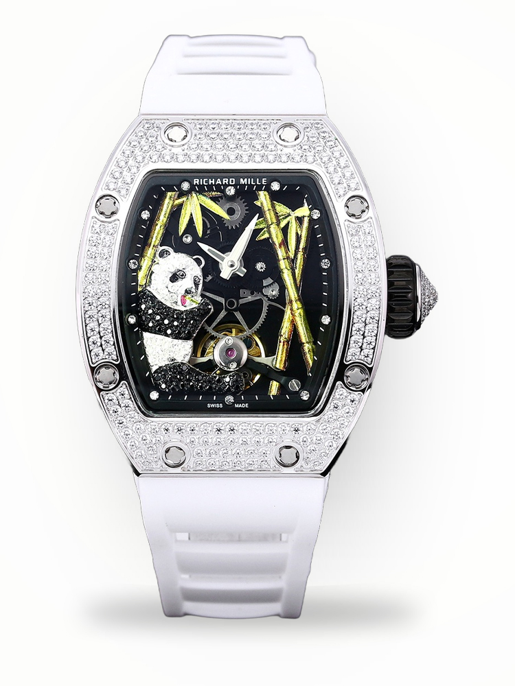 Replica Richard Mille RM 26-01 Swiss Tourbillon Panda White Diamond Bezel Watch