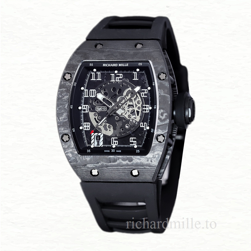 Richard Mille RM 010 Men Automatic Carbon Fiber Rubber Band