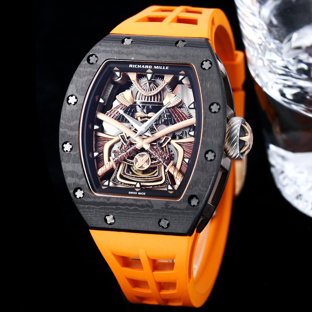 High-End Luxury Replica Richard Mille RM 47 Samurai Watch – Carbon Barrel Case, Swiss Tourbillon Movement