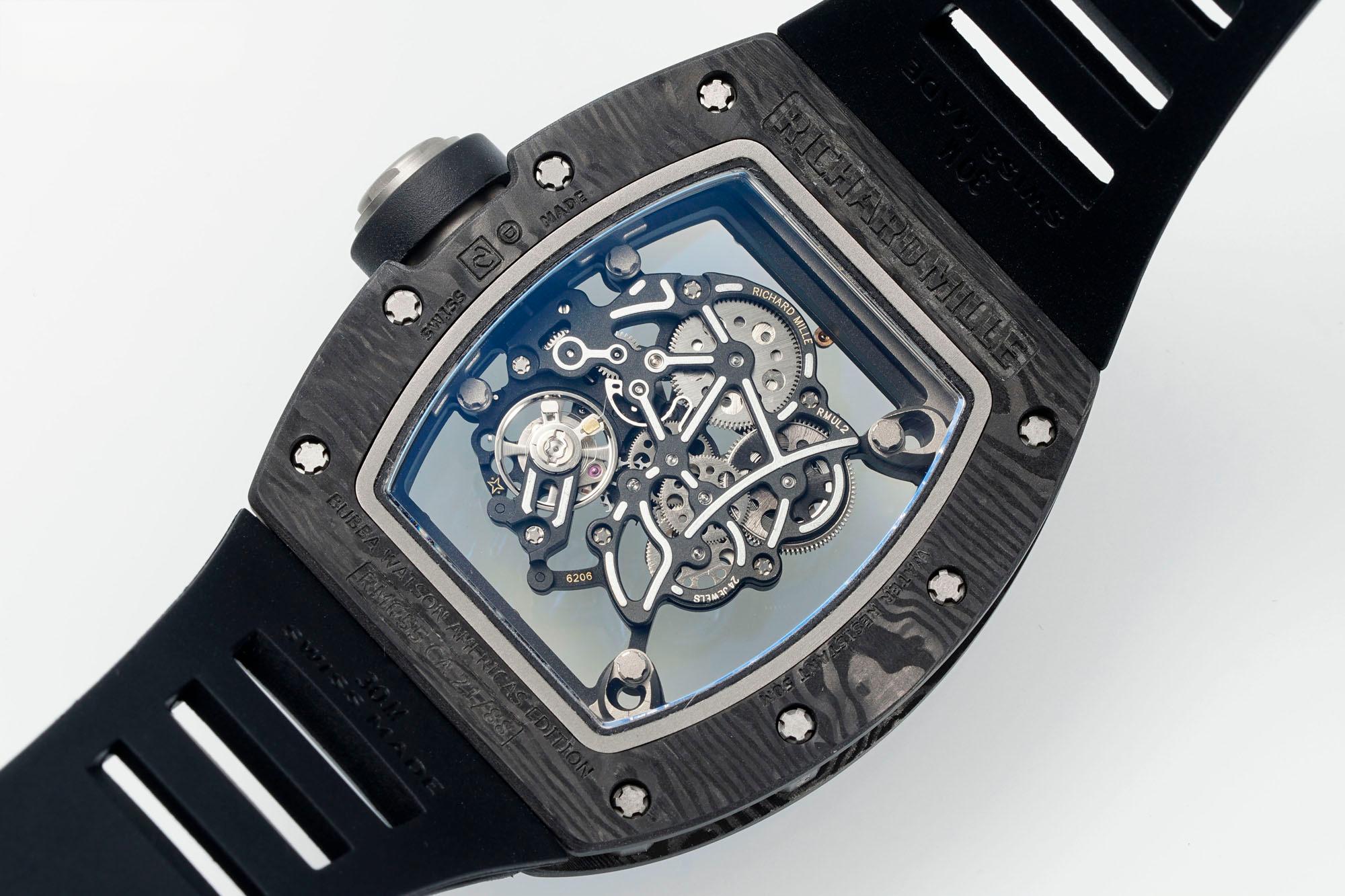 Richard Mille RM055 Skeleton Watch with Black Rubber Strap – Super Clone