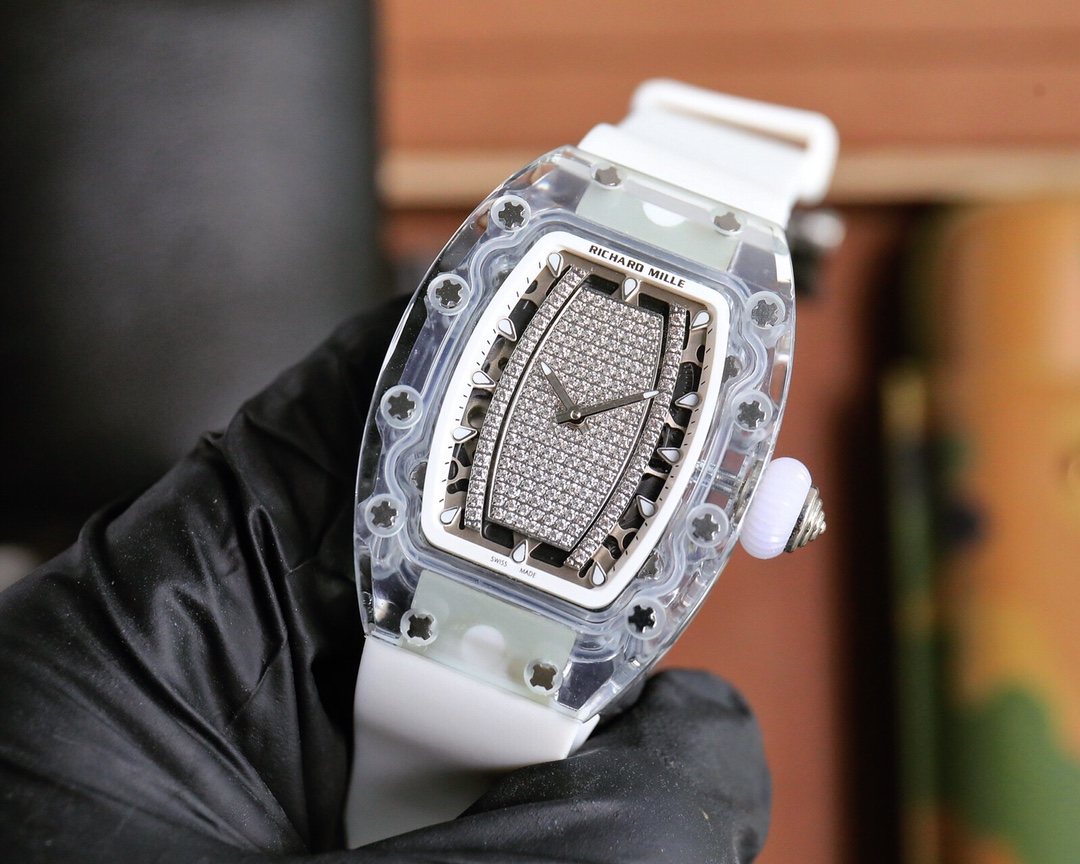 Super Clone Richard Mille RM 07-02 Replica Diamond Pavé Dial Sapphire Crystal Case Women's Watch