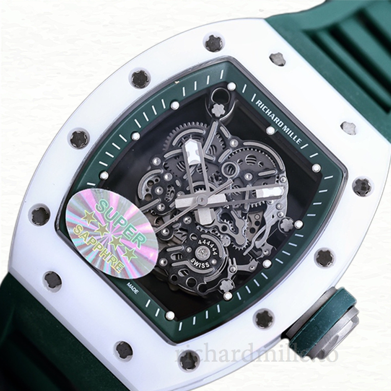 Richard Mille RM055 Men Automatic Transparent Dial Watch Rubber Band