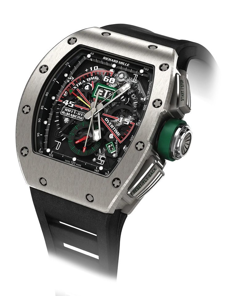 Richard Mille RM-011-01 Roberto Mancini Chronograph Flyback, Skeleton Dial, – Titanium on Strap