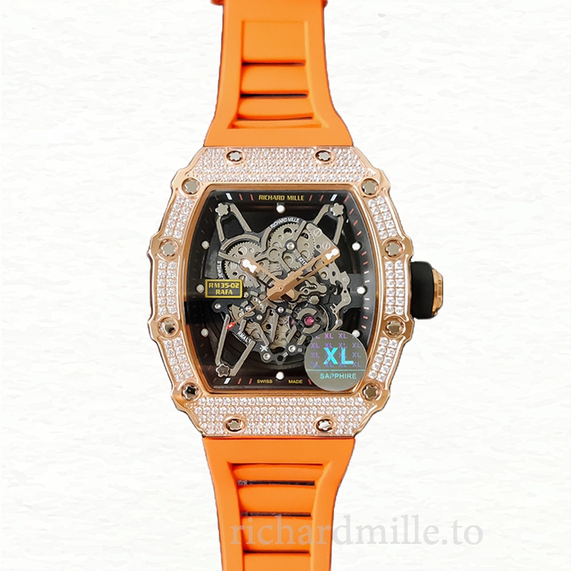 Richard Mille RM35-02 Mechanical Men Rubber Band Watch Diamond Bezel