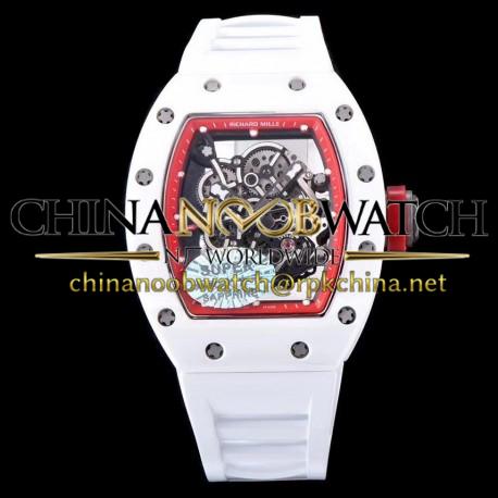 RM055 KVF V2 White Ceramic Red Skeleton Dial M8215