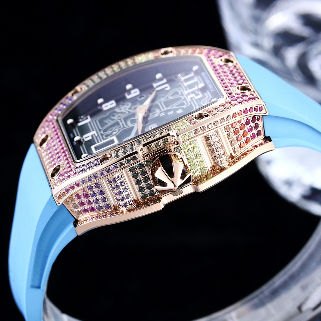 Swiss Richard Mille RM 67-01 Replica For Stylish Gentlemen – Skeleton Dial, Blue Rubber Strap, Ultra-Thin Case