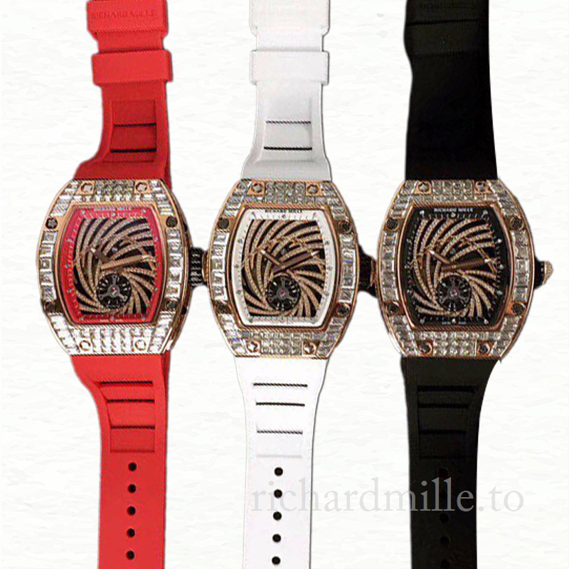 Richard Mille RM51-02 Ladies Mechanical Diamond Bezel Watch Rubber Band