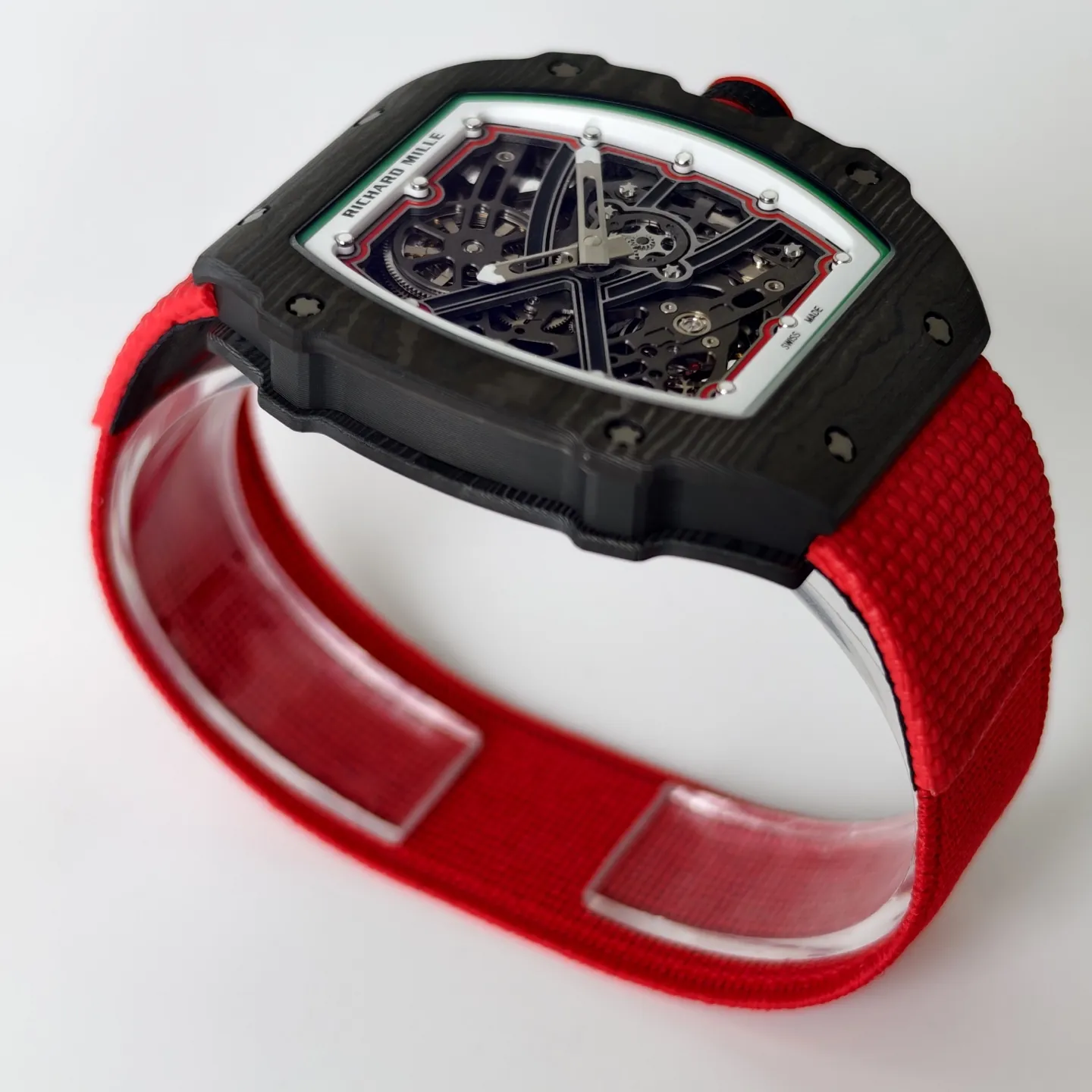 UMI Richard Mille RM 67-02 Extra Flat Italy Carbon TPT Skeleton Red Fabric Strap Replica Watch