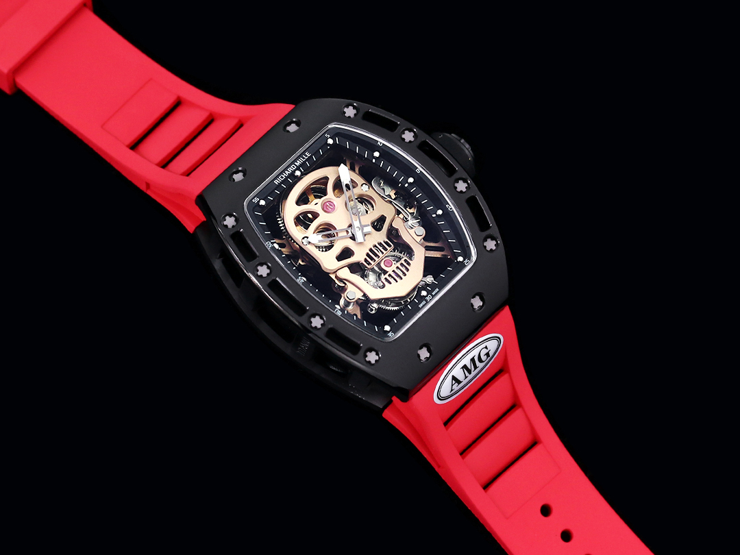 Best Swiss Replica RICHARD MILLE RM 52 Watch – Skeleton Tourbillon , Red Strap